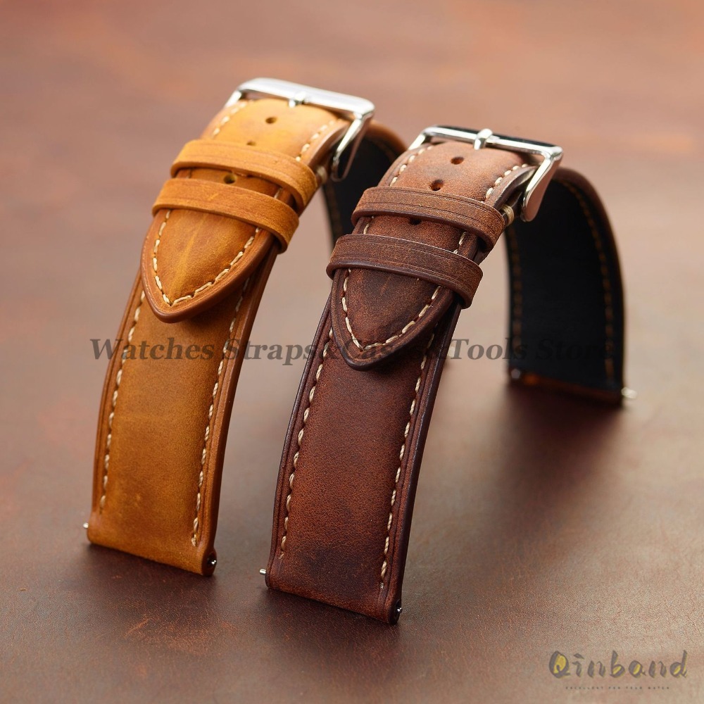 Vintage Cowhide หนังสายนาฬิกา  - Leather Strap Quick Release บทวิจารณ์และราคา