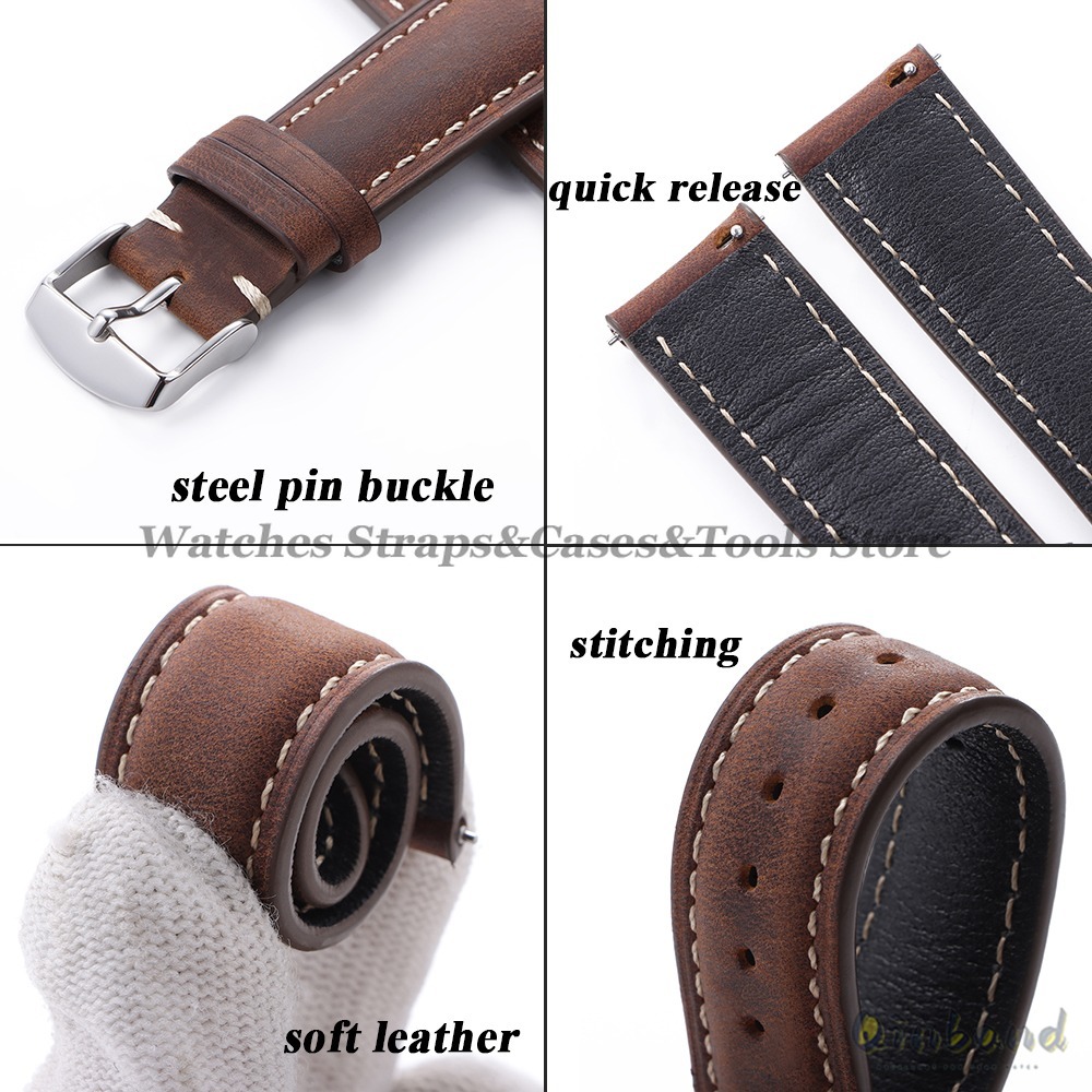 Vintage Cowhide หนังสายนาฬิกา  - Leather Strap Quick Release บทวิจารณ์และราคา
